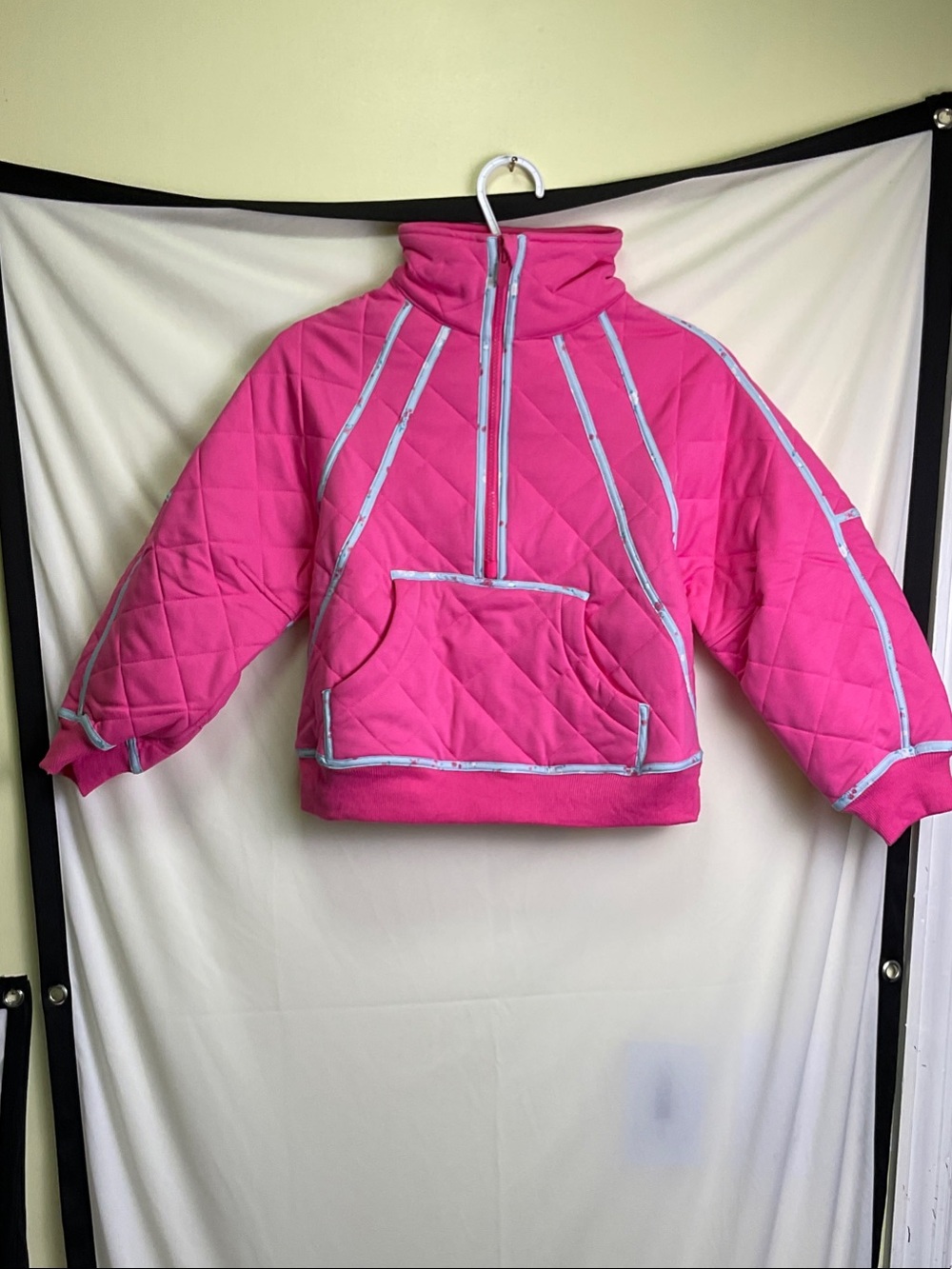 Girls' Always Direct Hot Pink Quilted Pullover with Contrast Trim